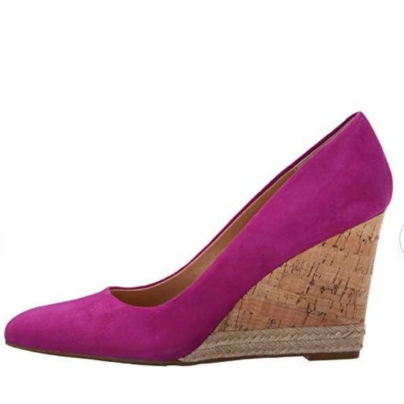 Franco Sarto Calix Cork Wedge Pump Sz: 7 - Fushia - Picture 4 of 16